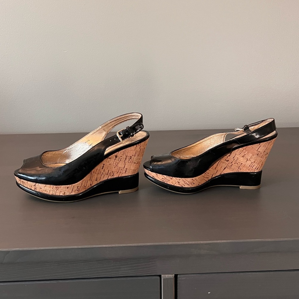 Steve Madden Black Cork Wedges